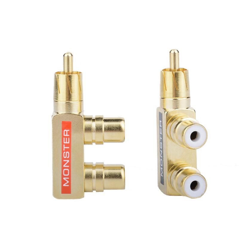 Pistol Style Adapter Diy Accessories Gold Plated Av Audio Splitter Plug Rca Adapter 1 Male To 2 Female F Connector
