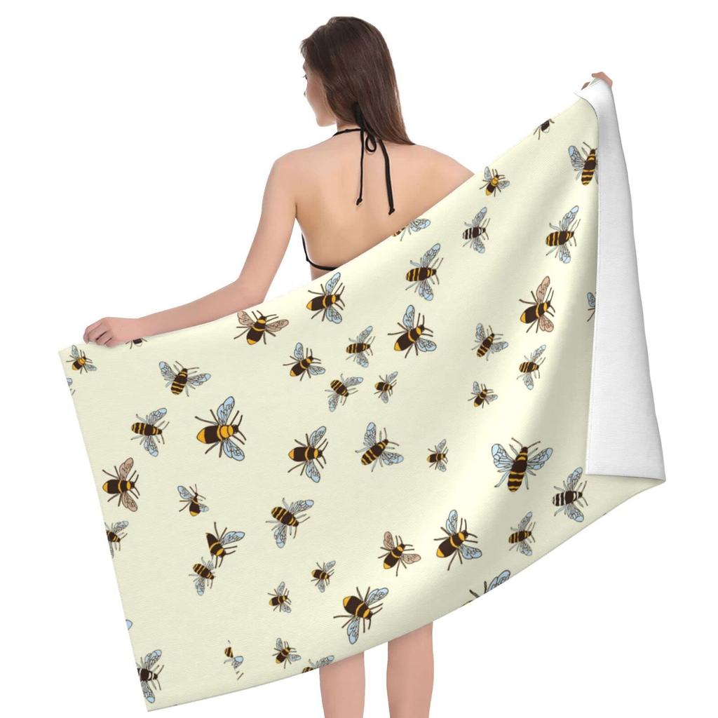 Sunflower Bees Print Beach Towel Quick Dry Absorbent Bath Towel Super Soft for Pool,Beach,Bath,Gym,Travel,Spa,Sport, Yoga Mat