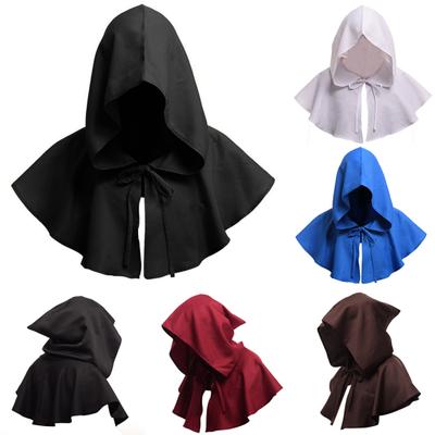 Men Women Medieval Cowl Hat Renaissance Monk Halloween Cosplay Hooded Cape