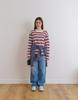 Seuteulaipeumagalin Buff Stripe Overlock Loose Long Sleeve Tee Red