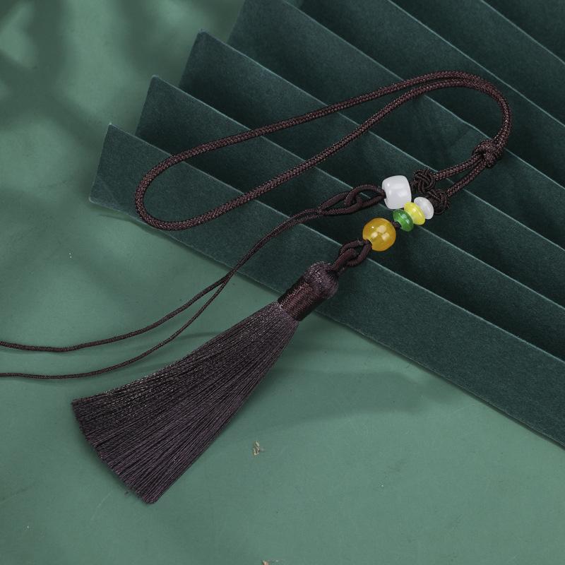 Exquisite Pearl and Jade Tassel Ornament with Pull Ring