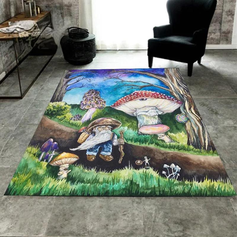 

Trippy Mushroom Carpet Moon and Stars Rug Fantasy Plants Starry Sky Floor Mat Non-slip Mat Home Living Room Bedroom Dorm Doormat 40x60cm 16x24 inch