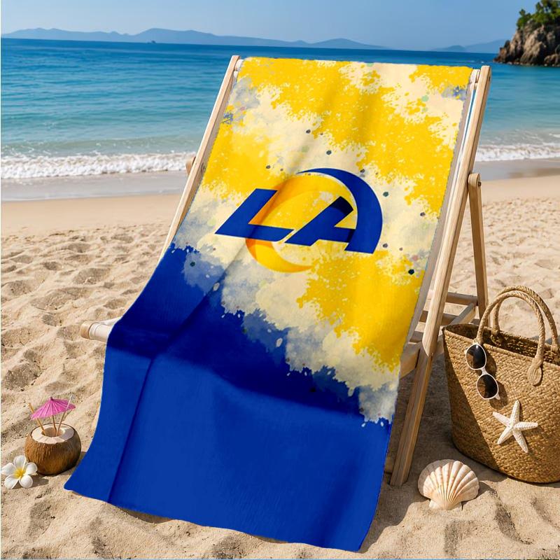 Rams Football Team Spirit Printed Microfiber Beach Towel, Soft And Absorbent, Quick-Dry, Ideal for Summer Travel, Beach Essential, Swimming Pool