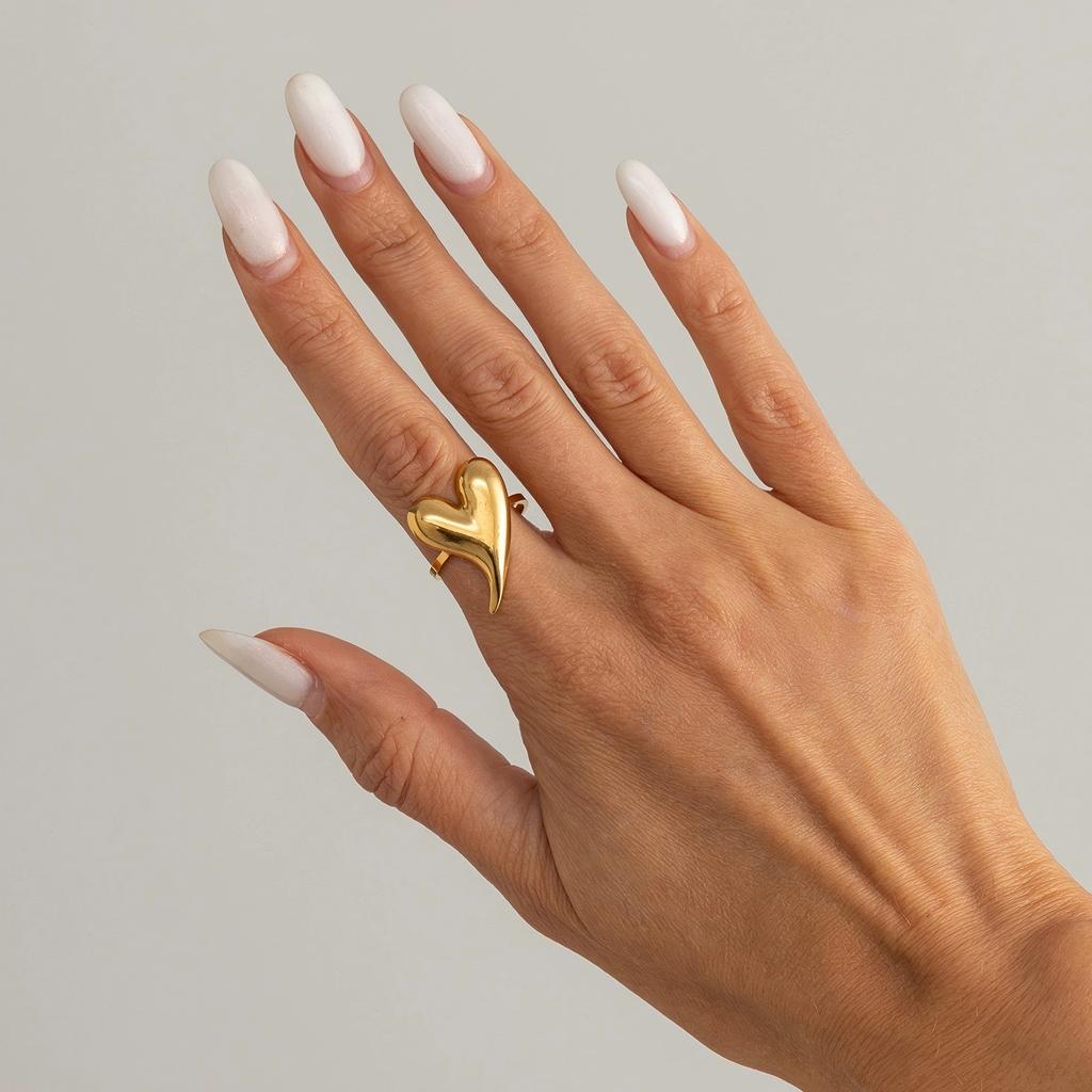 Y2K Heart Glossy Metal Open Ring for Women Simple Irregular Geometric Finger Ring Vintage Punk Style Jewelry Accessories Gift