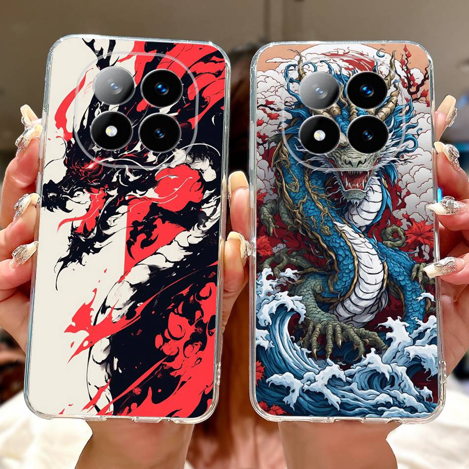 For Xiaomi Redmi Note 14 Pro+ Cool Dragon Tiger Painted Phone Case For Redmi Note14 Pro Plus 5G Soft Silicone TPU Cases