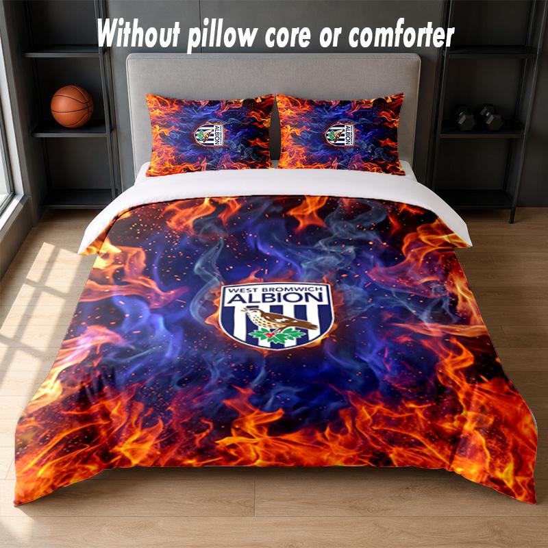 West Bromwich Albion Football Design Set Biancheria da Letto 1 Copripiumino + 2 Federe Morbido Traspirante Biancheria da Letto per la Casa