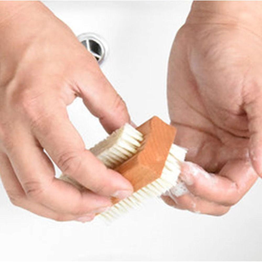 2Pcs Bamboo Handle Nail Art Scrubbing Brush Bristles/Sisal Nail Gap Cleaning Tool  Kitchen Cleaning