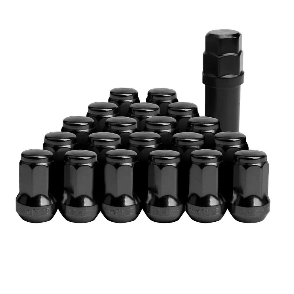 Car Wheel Nuts Universal 20pcs+1Key Steel Wheel Nut 32mm Racing locking Lug Nuts M12*1.5/1.25 For Nissan Infiniti Subaru Suzuki M12x1.25 чёрный