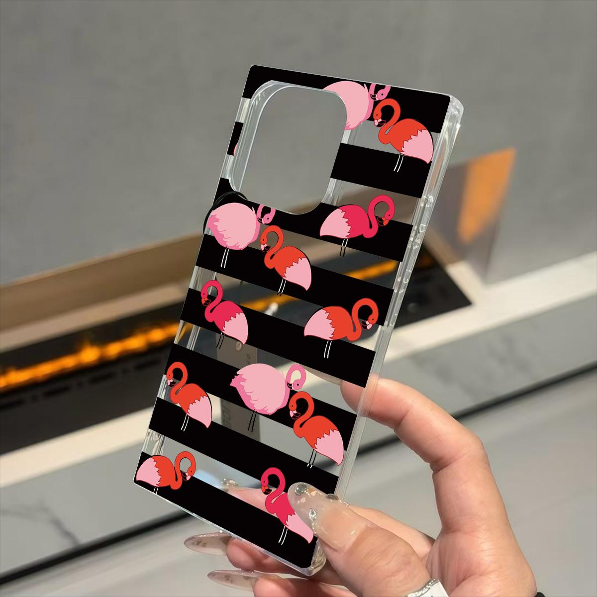 

Clear Square Back Tube Case Protection For iPhone 13 16 ProMax 14 Pro Max 12 11 15 Plus Anti-Oxygen,Black Striped Flamingo Pattern Casing iphone 11 ProMax