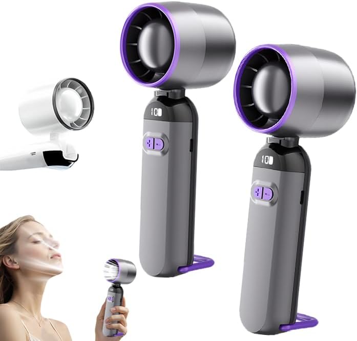 5000AH Hand Fan Mini Turbo Fans Mini Ice Cooling Fan Hand Folding High-speed Turbine Fan Cooling Ice Fan Portable Handheld Fans