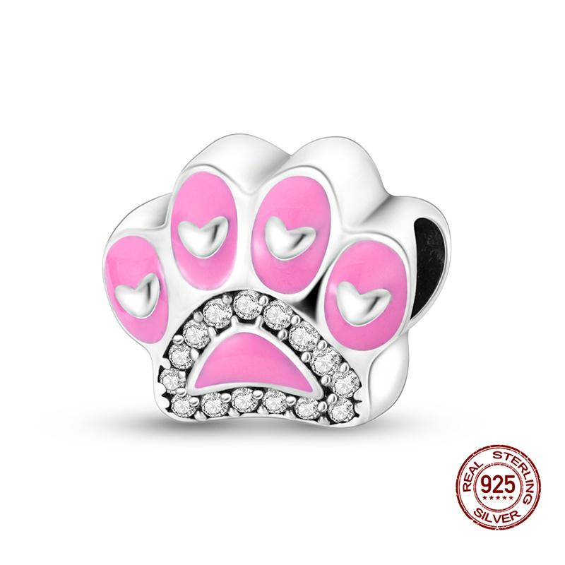 Charms Beads Copper Fits 3Mm Original Bracelet Womens Cute Dog Paw Print Bone Series Charms Beads Diy Jewelry Gifts New In