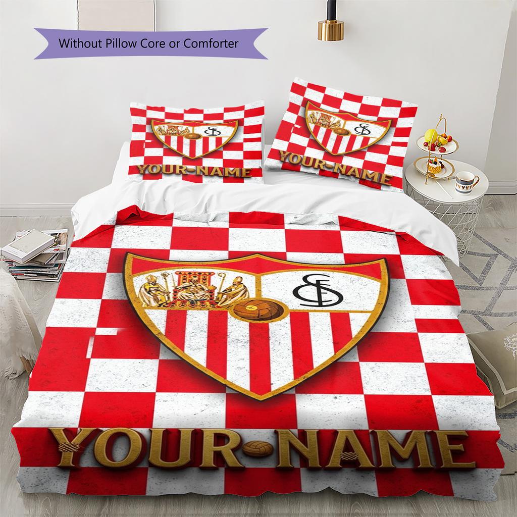 Name Custom Sevilla FC Pattern Bedding Set Quilt Cover Pillowcase Home Decor Gift (1 * duvet cover + 2 * pillowcase, without core)