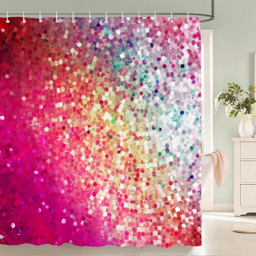 Pink and Gold Star Glitters Shower Curtain Abstract Art Modern Bathroom Curtains Geometric Pattern Bath Curtain Bathroom Decor