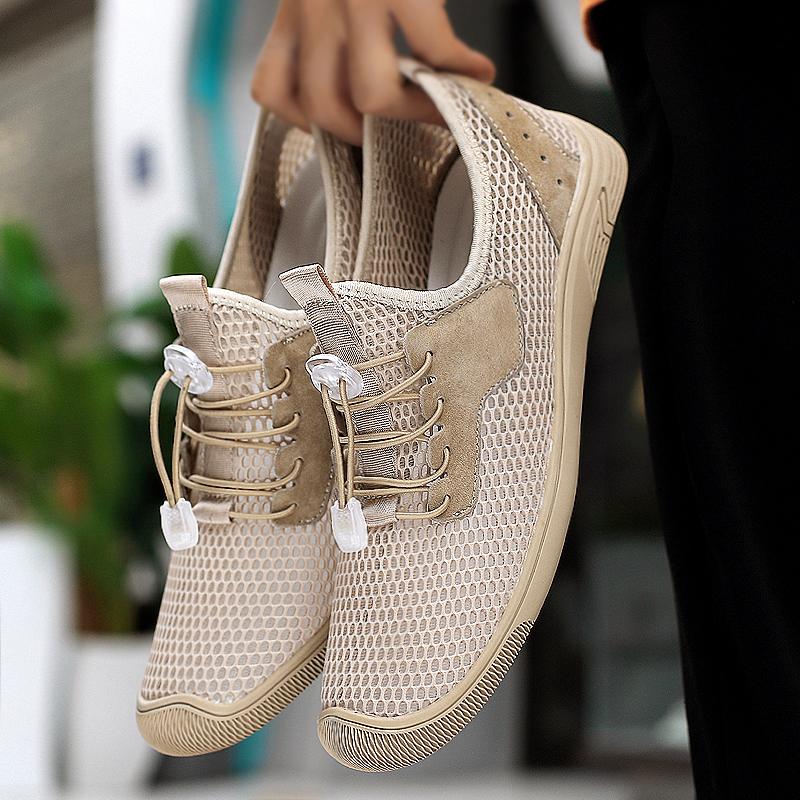 Хит продаж Летние дышащие сетчатые уличные походные туфли Износостойкая подошва Мужская — фото 4