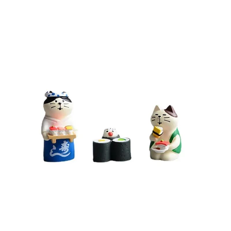ZAKKA Miniatures Sushi Cute Cat model Resin Handicraft Desktop Ornaments Decor Crafts Figurines Scene Photography Props Toys