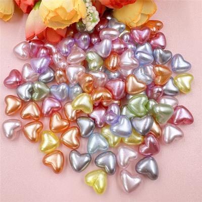 New 10.1*8.8mm Peach Heart Loose Beads With Hole Shining Light Creative Handmade Material Acrylic Colorful