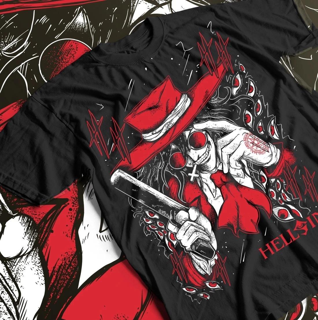 Anime Vampire Tee, Alucard Face Hell Sing Shirt, Hellsing Gift Unisex Top, 4XL