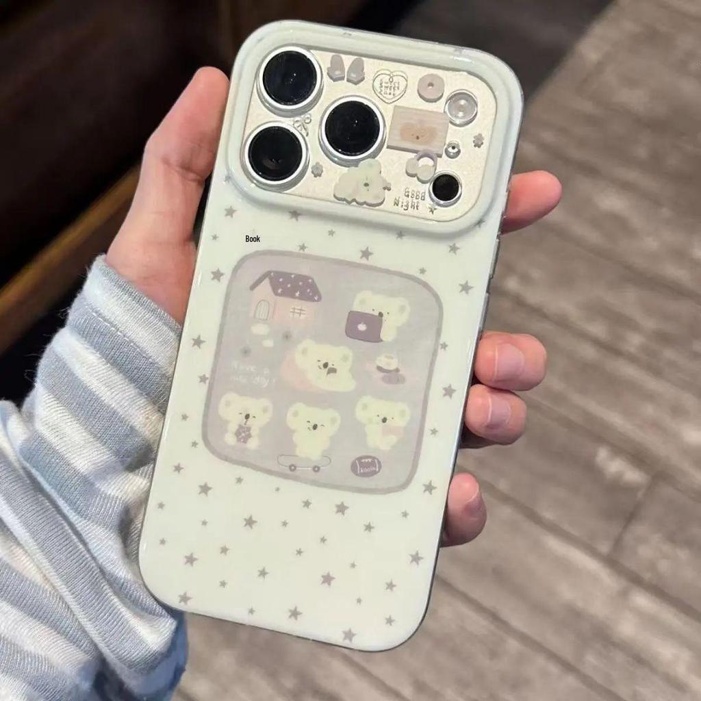 Full Star Little Bear White Window Frame Case for iPhone 17PRO/18 - Milky White
