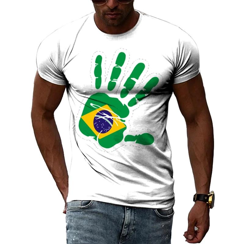 Brazilská vlajka 3D tisk triček letní pánské a dámské krátké rukávy ležérní trička módní streetwear Harajuku tričko dětské topy oblečení