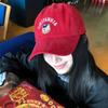 Bear Embroidered Wide Brim Baseball Cap, Face Slim Peaked Hat For Women Adult Korean Style Daily Casual Headwear