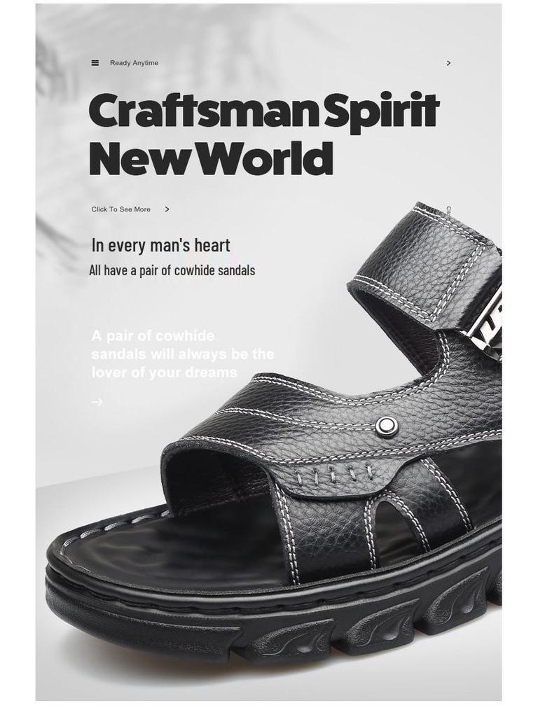 Herren 2024 Echte Rindsleder-Sandalen: Rutschfeste Fahr- & Badeslipper