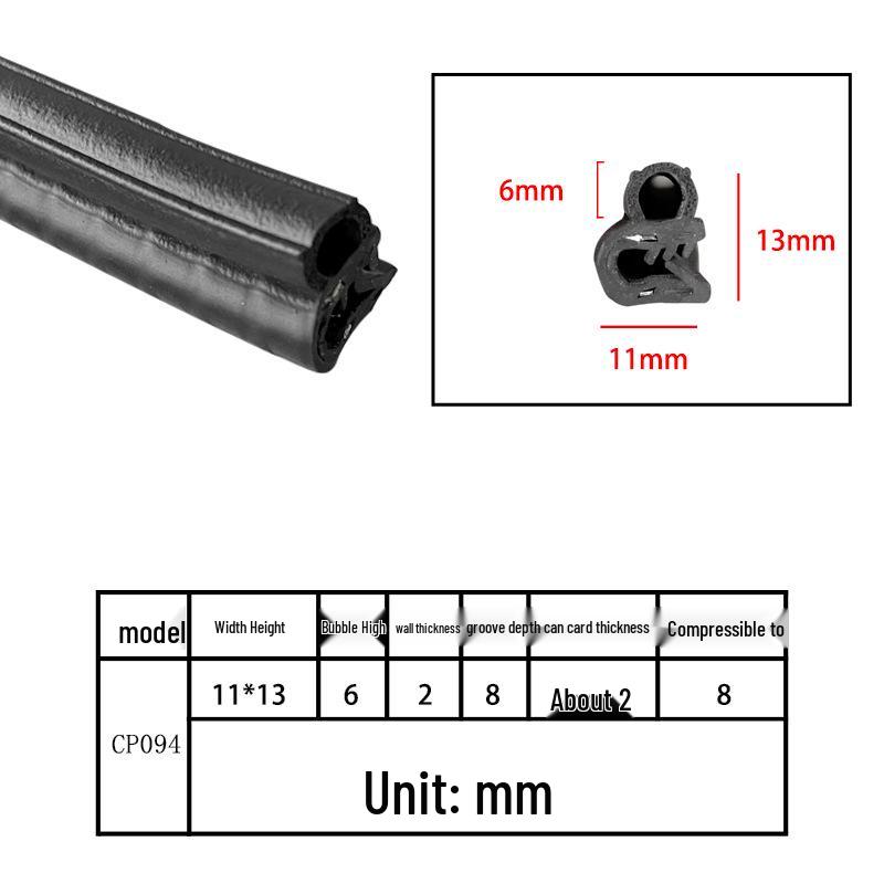 

U-подібна гумова ущільнювальна стрічка на сталевій основі для автомобільних дверей та шаф