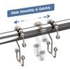 Shower Curtain Hooks Rings, Rust Resistant Metal Double Glide Shower Hooks Rings for Bathroom Shower Rods Curtains, Set of 12 Hooks
