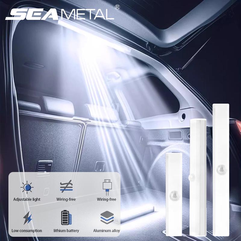 SEAMETAL Wireless Led Sensor Light for Car Trunk Adjustable Brightness Motion Sensing Light 3-Color USB Charging Night Lamp
