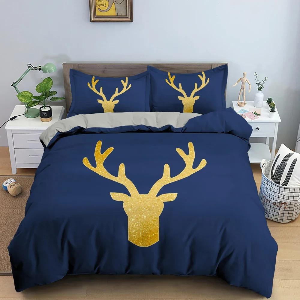 Cute Cartoon Animal Deer Duvet Cover Soft Cozy Bedding Set King Queen Twin Single Size Bedclothes Home Decor