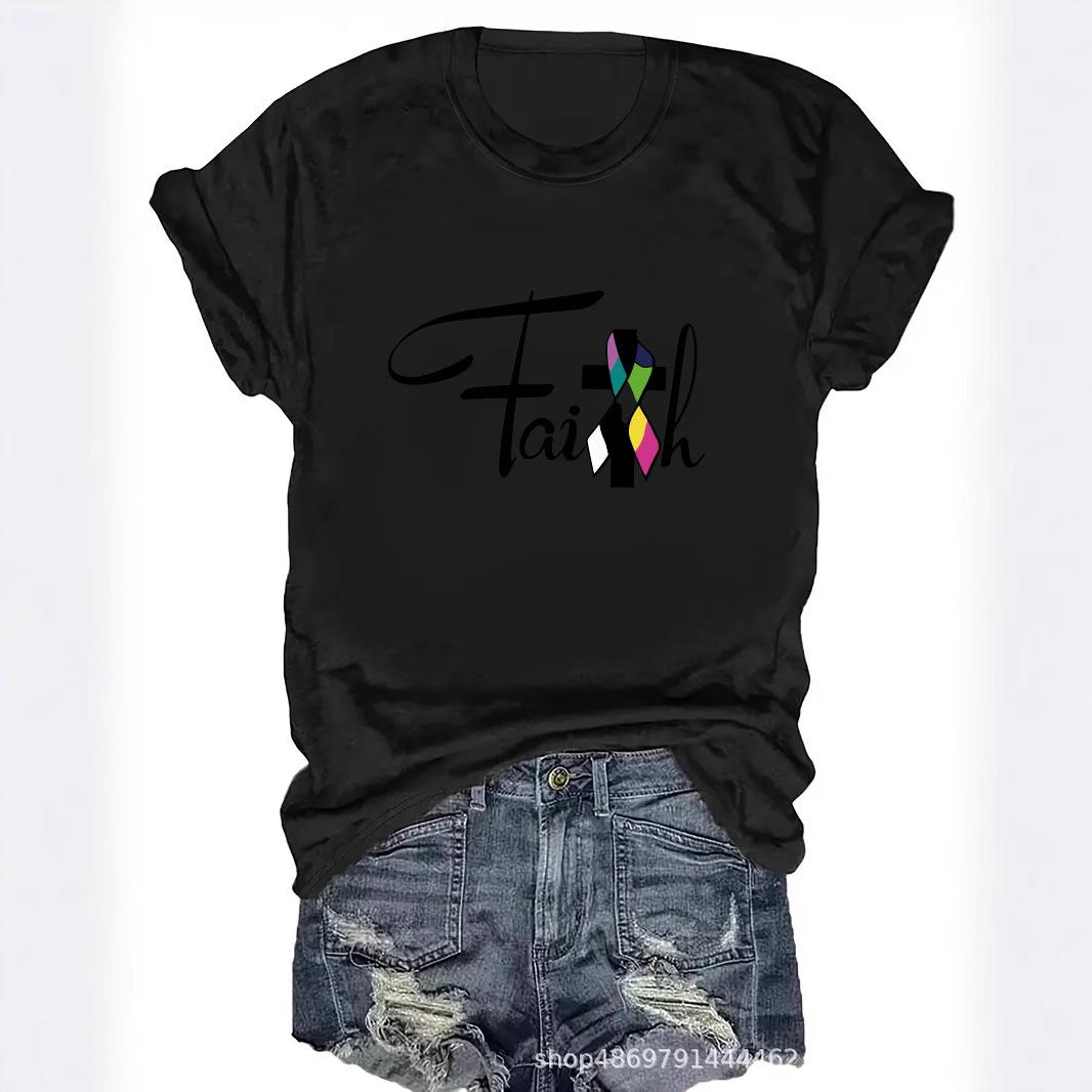 

Women s Cross-Border Round Neck Fashion T-Shirt XXL