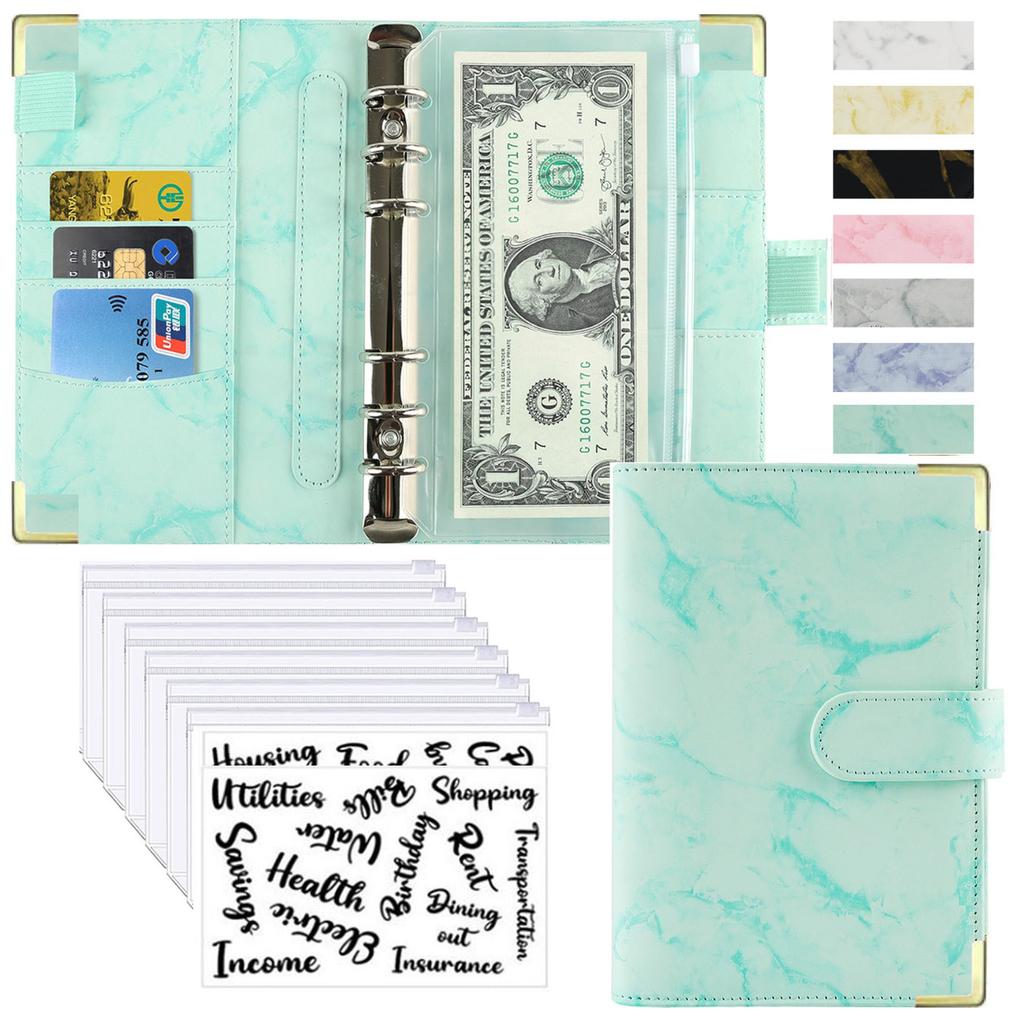 A6 Money Saving Organizer PU Leather Budget Binder Marble Notebook Budgets Planner  Envelope Office School Supplies