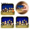 Pious Holiday Keepsakes Mini Christmas Nativity Set In Tin Box, Hand-Painted Resin Scene Holy Family Figurines, Portable Religious Tabletop