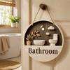 Ornament Wall Art Sign Wooden Circle Decorative Plaque Bathroom Sign Plate Dormitory