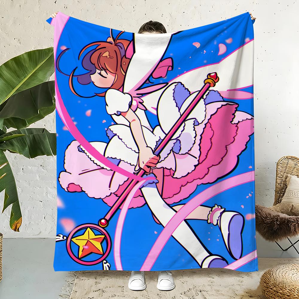 Anime C-Cardcaptor Sakura Throw Flannel Throw Blanket,Bed Home Office Nap Blanket Travel,Camping,Picnic Blanket Soft Decor