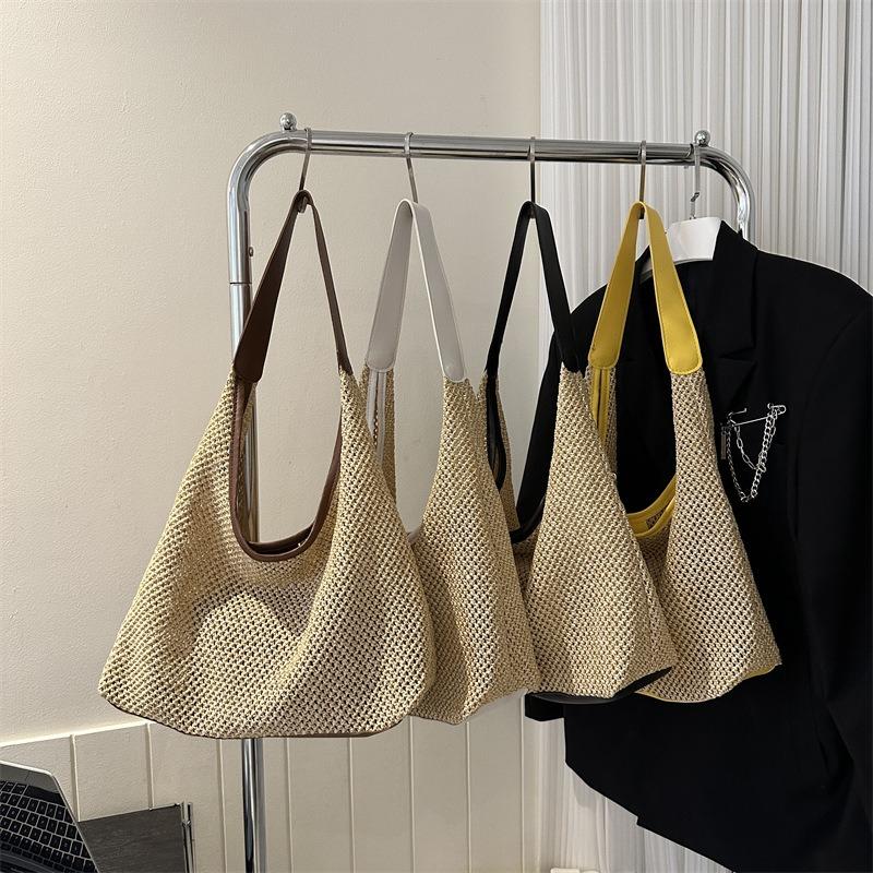 Summer Popular Women's Handheld Woven Bags, Fashionable Shoulder Bags, Seaside Travel Beach Straw Bags