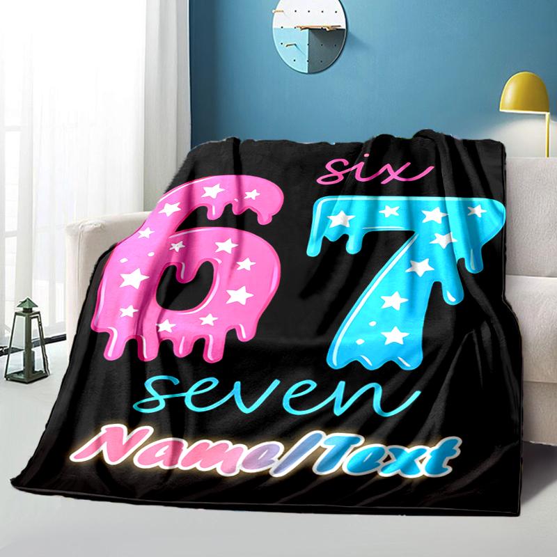 1PC Custom Name "Sixty Seven Stars" Flannel Blanket Versatile,all-season Throw Suitable for the Living Room,bedroom,camping,travel,and Gift