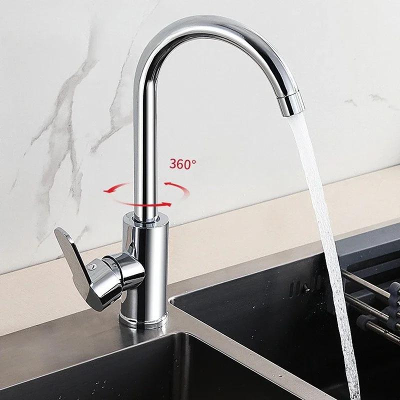 and Cold Kitchen Faucet Household Stainless Steel Tap Sink Basin Dishwasher Copper Alloy Faucet Single Handle Tap
