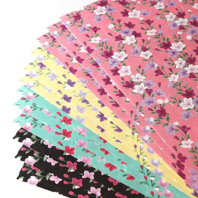 Kamiiso Kimono Beauty Washi Chiyogami Flower A4 Size 12 Sheets Kikyo 2202 No.