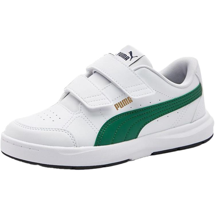 Puma Evolve Court V Jr Versatile Comfortable Low-Top Kids Skate Shoes Kids Sneakers White Green 404315-03