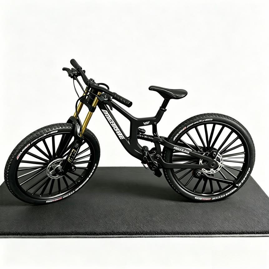 1:10 Scale Full Alloy Frame Downhill Mountain Bike Model Full Suspension Diecast Collectible Miniature Realistic Toy Gift Decor