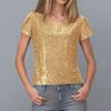 Women's Sequined Beaded V-neck Short-sleeved T-shirt