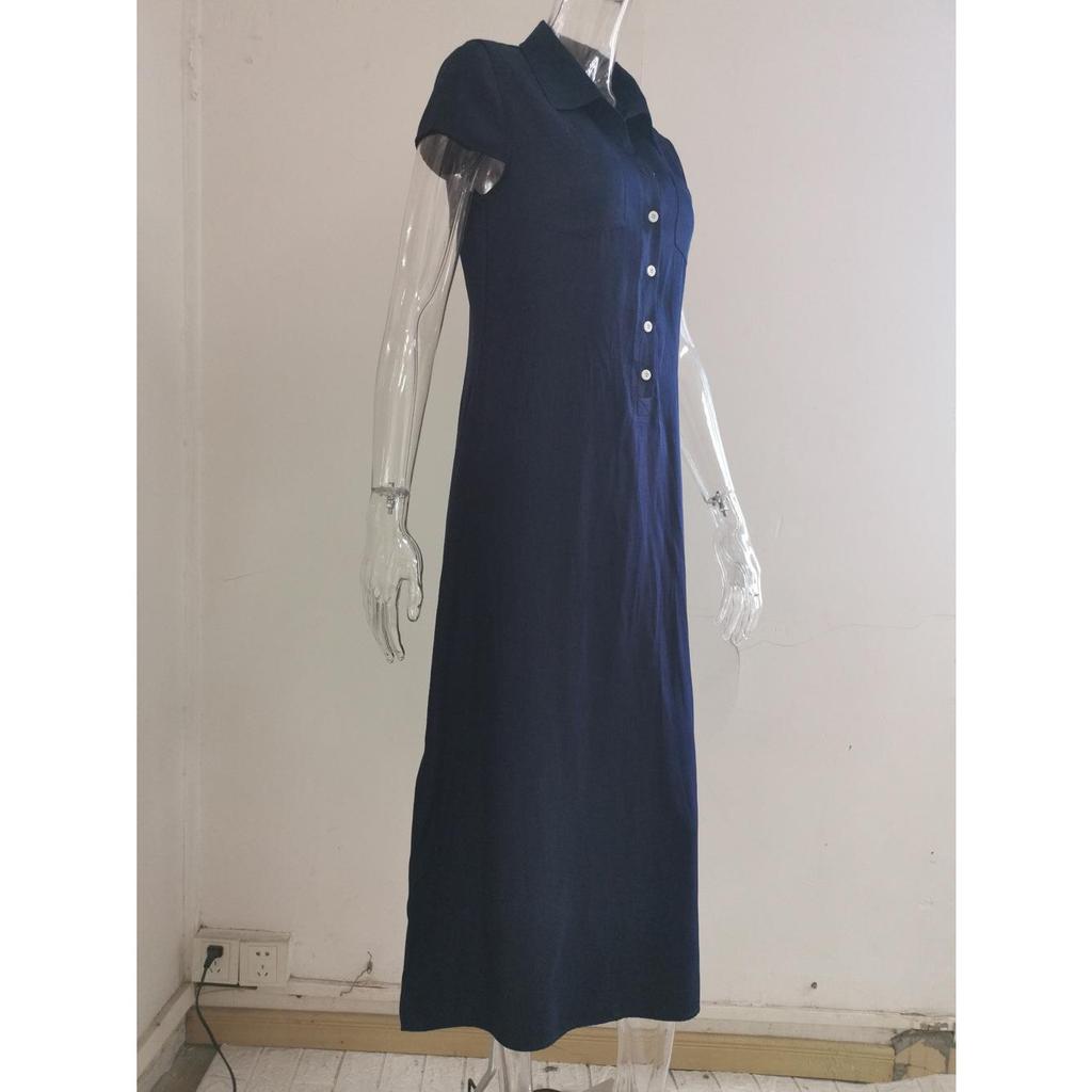 2026 New Women's Denim Shirt Dress - Long Casual Maxi Dress with Shirt Collar, Side Slit, Pockets, and Flared Hem, Plus Size Comfortable Summer Dress