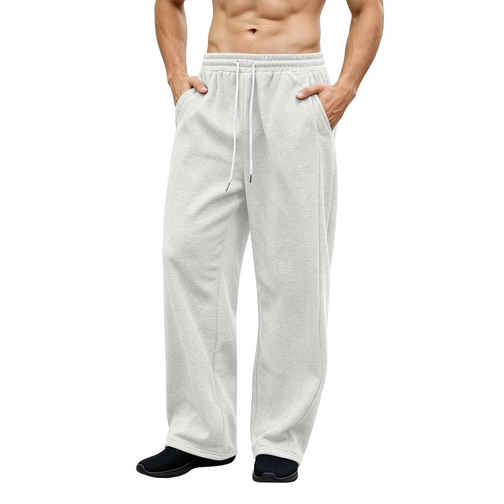 Men's Casual Color Sweatpants with Elastic Waist , Straight Leg and Loose Fit