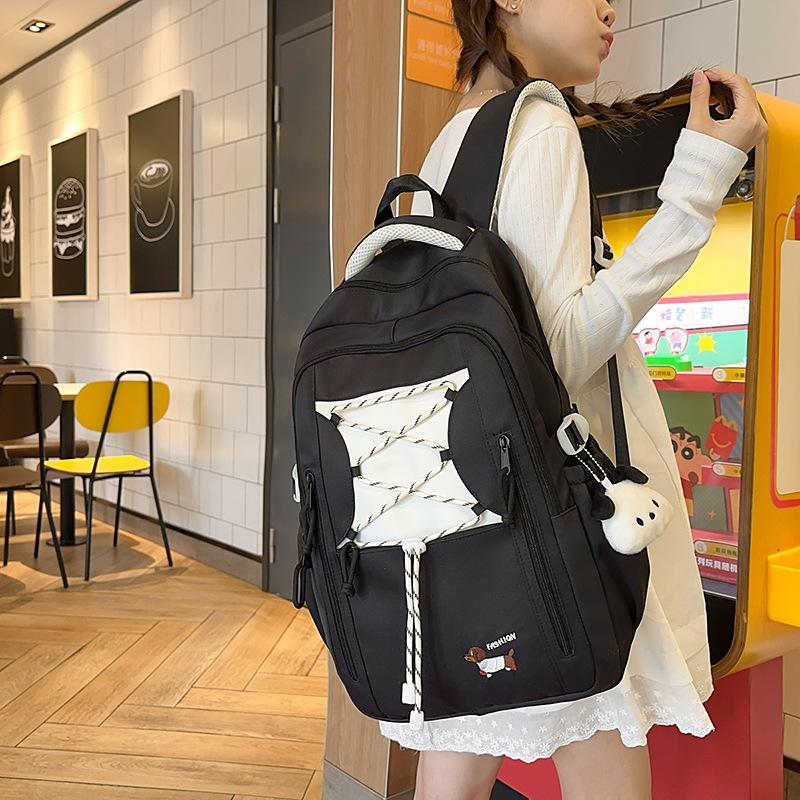 School bag high value contrasting color girl large capacity cute high school student backpack large capacity anti-theft school bag