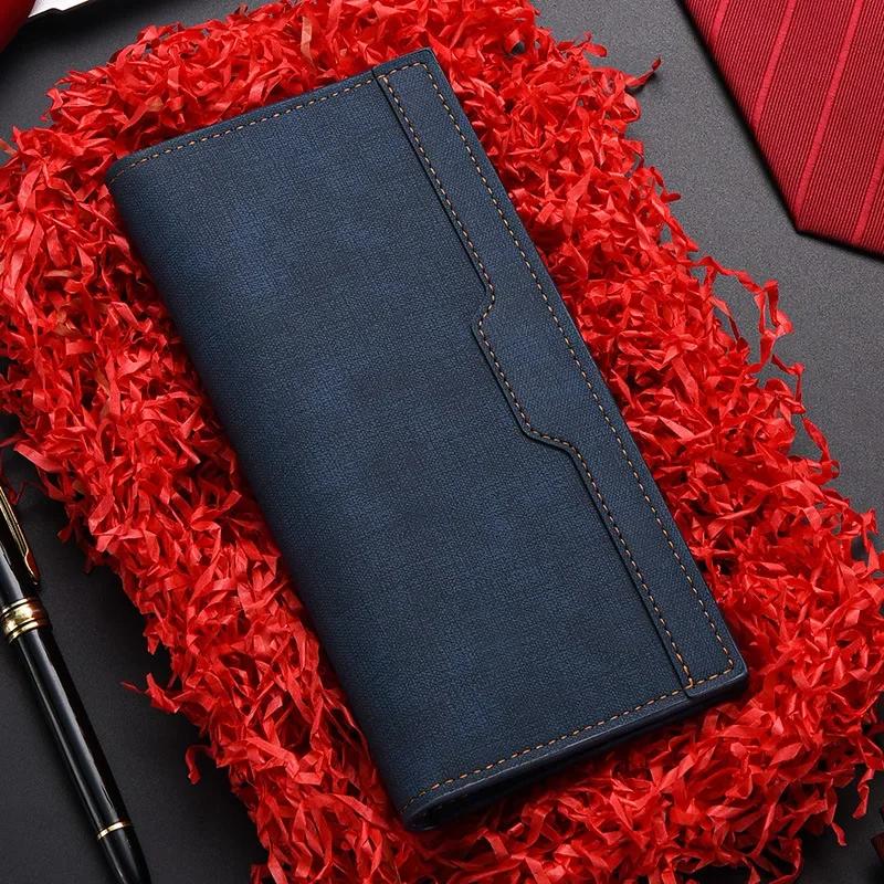 

Men s Leather Wallet ID Card Holder Purse Checkbook Long Clutch Bifold Business Money Bag Man Wallets Cartera Hombre Carteras