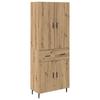 Highboard Set of 2 Pcs Artisan Oak Engineered Wood and Glass