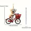 Acrylic Car Mirror Ornament Cartoon Dog Riding Bicycle Pendant For Vehicle Decor