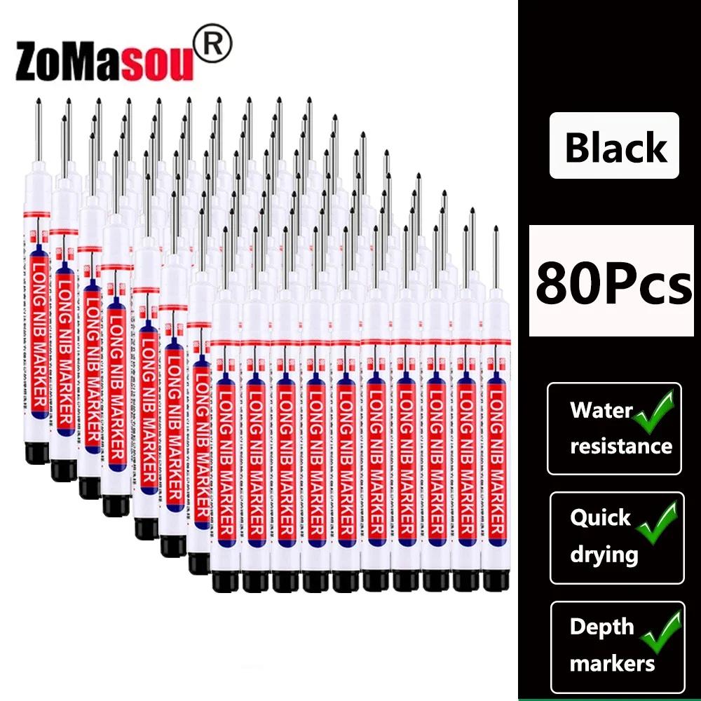 1/8/40/80Pcs Long Head Markers Pen Multi-purpose for Woodworking Tile Decoration Deep Hole Marker Pens Red/Black/Blue/Green Ink