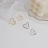 Silver Needle Non-Piercing Heart Earrings for Women - Minimalist, Simple Lines, Niche Design Ear Jewelry