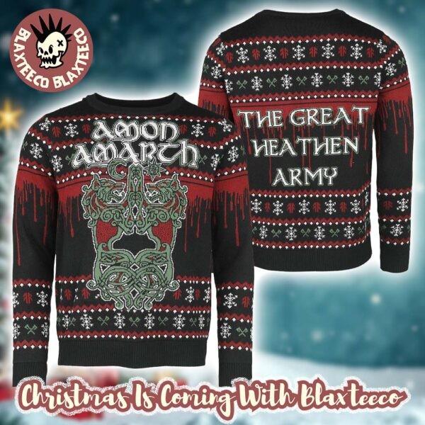Amon Amarth The Great Heathen Army Twin Viking Dragons Knotwork Ugly Sweater Unisex T-Shirt XXL